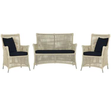 Imagem de Jogo Sofá E 2 Poltronas Igapó Alumínio Fendi E12 Trama Rami