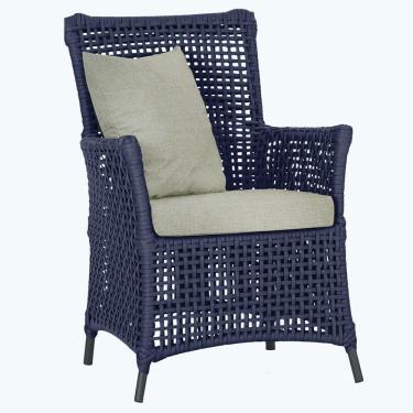 Imagem de Poltrona Igapó Alumínio Micro Pintura Preta Corda Náutica E3 Azul