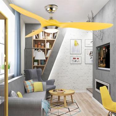 Imagem de Ventilador de teto LED contemporâneo com lâmpada, controle remoto, design moderno e elegante, ideal para sala de estar, restaurante, quarto, escritório e quarto infantil (Estilo 2)