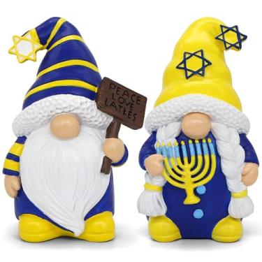 Imagem de Uniboho Hanukkah Decorations - Hanukkah Gnomes Decorations for Home Resin Hanukkah Gnomes Decor for Office Indoor Outdoor,Jewish Gifts Idea Menorah Hanukkah Tiered Tray Decor