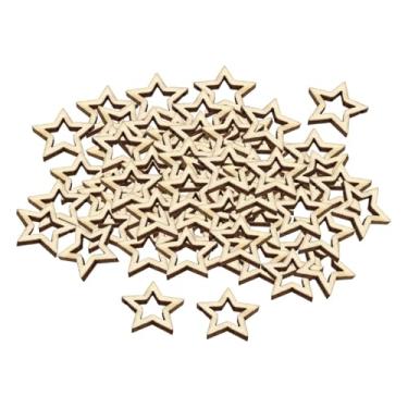 Imagem de CarpNettore 100 Ocas de Madeira Não Tratada, Decorações de Madeira, Enfeites de Estrela para Decoração de Casa E Scrapbooking, 2cm