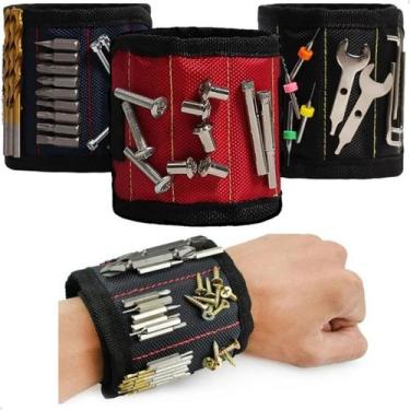 Imagem de Pulseira Magnetica Segura Feramentas Pregos Parafusos - Exbom, Vermelh