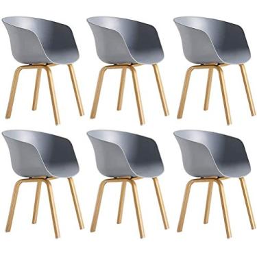 Imagem de Cadeira de jantar, cozinha, sala de jantar, móveis, cadeiras de cozinha, cadeiras de jantar, conjunto de 6 pernas de madeira sintética de metal para restaurante, cozinha, sala de negociação, sala de