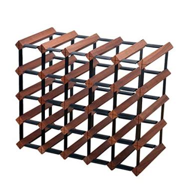 Imagem de Prateleira de vinho para decoração de garrafa de vinho cremalheira criativa para sala de estar em casa prateleira de exibição de madeira maciça moldura de treliça personalizada