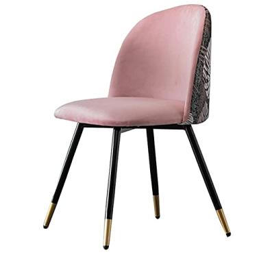 Imagem de Cadeira de jantar, cozinha, sala de jantar, móveis, cadeiras de design moderno, cadeira de jantar de veludo macio com encosto para sala de estar, quarto, cozinha (cor: Rosa)