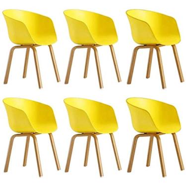 Imagem de Cadeira de jantar, cozinha, sala de jantar, móveis, cadeiras de cozinha, cadeiras de jantar, conjunto de 6 pernas de madeira sintética de metal para restaurante, cozinha, sala de negociação, sala de