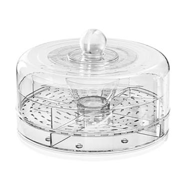 Imagem de Bandeja de servir gelada com tampa – Bandeja giratória para lanches | Tigela de servir gelo de frutas, prato de aperitivo para piquenique, aniversário, acampamento