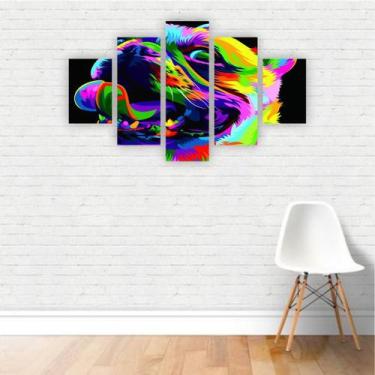 Imagem de Quadro Canvas Decorativo Cachorro Pug Colorido 110X65Cm - Plimshop