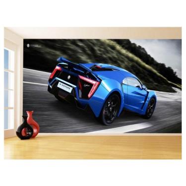 Imagem de Papel De Parede 3D Carro Lykan Azul Super Pista 3,5M Car356 - Você Dec