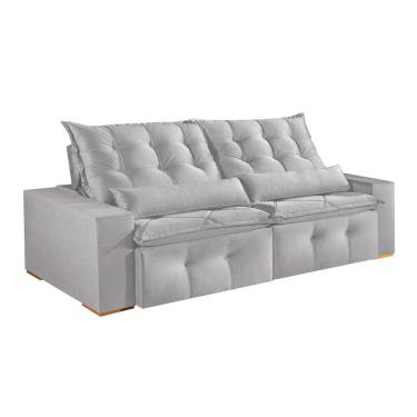 Imagem de Sofá 4 Lugares Retrátil e Reclinável França Veludo Prata 250 cm