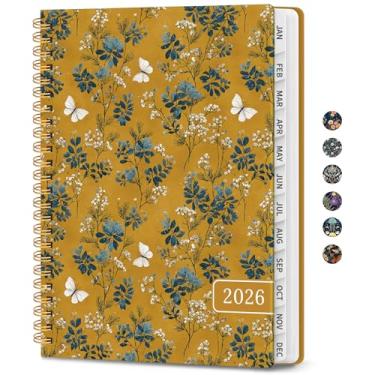 Imagem de Agenda 2026, agenda semanal e mensal para mulheres, janeiro de 2026 a dezembro de 2026 bonita agenda com abas mensais, bolso interno, encadernação em espiral, perfeita para escritório, casa, escola