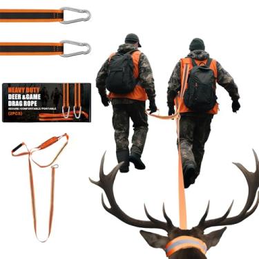 Imagem de Pacote com 2 cordas resistentes para veados com alça e alça de ombro – Hawk Cinch Game Drag para caça sem esforço, caça grande e peru – leve, reflexiva, cabe em qualquer pacote