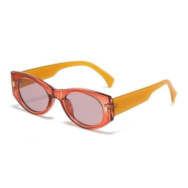 Imagem de HCPIHF Óculos de sol de luxo femininos, retrô, com rebites, masculino, em tons degradê, UV400 (vermelho, laranja, roxo)