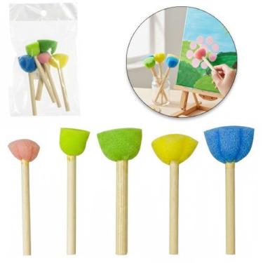 Imagem de Pincel Batedor De Espuma Para Pintura Cabo Madeira 5 Pecas - Fu Xing