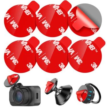 Imagem de 6 peças de substituição de fita adesiva dupla face para montagem magnética de carro no painel, almofada adesiva redonda resistente ao calor de 25 mm para suporte de anel de telefone, mini câmera de