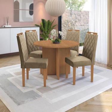 Imagem de Conjunto Sala De Jantar Nira Kappesberg 4 Cadeiras Veludo Bege