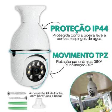 Imagem de Câmera Lâmpada de Segurança Giro 360 Monitoramento por APP via WIFI In