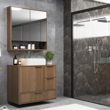 Imagem de Conjunto Gabinete para Banheiro Modulado 801 80cm Prime Yescasa