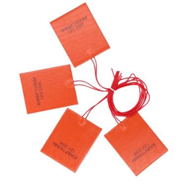 Imagem de SUNGOOYUE Tapete de Aquecimento de Borracha de Silicone, 4 Unidades, 80x100mm 12v 20w, Almofada de Aquecimento Elétrica Flexível, Ampla Aplicação para Tubos, Tanques, Fácil de Usar