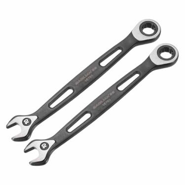 Imagem de HARFINGTON 2 chaves de catraca de 10 mm métrico 12 pontos CR-V eletroforese caixa dupla chave catraca aberta com 72 dentes 5° Swing ferramenta de grau industrial para reparo