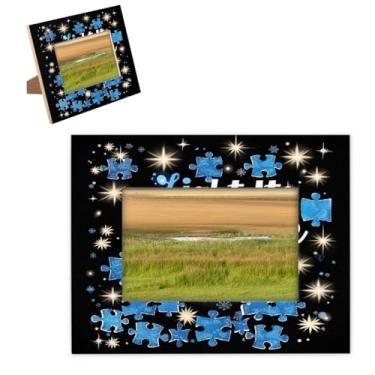 Imagem de hongjinglin Porta-retrato de 20,3 x 25,4 cm, moldura de madeira azul com palavra de autismo, moldura para pendurar na parede e na mesa, para decoração de casa e amigos da família, ideias de presente