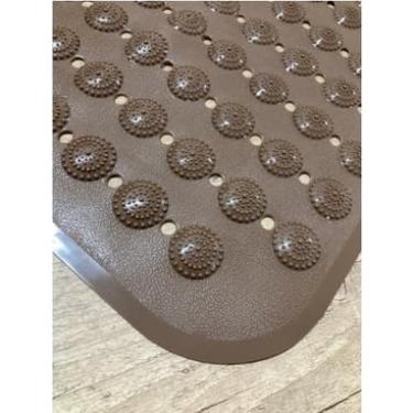 Imagem de Tapete de Banheiro Antiderrapante Moderno com Ventosa Retangular para Box e Chuveiro (539 Marrom)