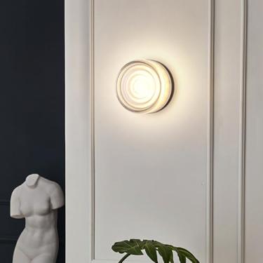Imagem de Luminária de parede LED de 7W para ambientes internos, redonda e dimerizável, com opções de temperatura de cor de 3000K/4500K/6000K, moderna, com 3 modos de cor, cúpula de acrílico para quar