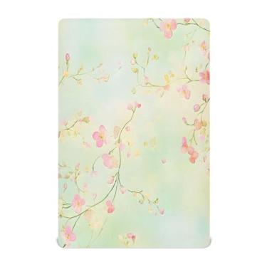 Imagem de xigua Lençóis de berço Blossoms para meninas e meninos, lençol macio e respirável adequado para berço padrão e cama infantil 71 x 132 cm