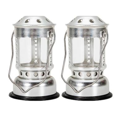 Imagem de Lanterna de vela, lanterna decorativa vintage, pesca noturna, lâmpada de vela de acampamento ao ar livre, lanternas decorativas de metal para interior (2-prata)