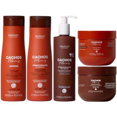 Imagem de Kit Arvensis Cachos Naturais Completo 5 Produtos Cabelos Crespos C/Ativador Tratamento Vegano