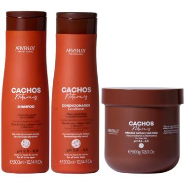 Imagem de Kit Shampoo Condicionador E Mascara Cachos Naturais Arvensis Cabelos Crespos Definição Vegano 500g