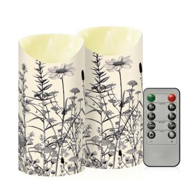 Imagem de Wassud Pacote com 2 velas sem chama Wild Bushes com controle remoto, velas realistas cintilantes com temporizador, velas decorativas para Natal, casamento, festa, decoração de casa média