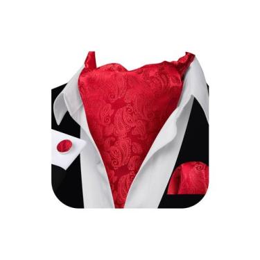 Imagem de Corbata Ascot Barry.Wang Roja Carmesí con Estampado Paisley en Seda - 