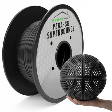 Imagem de Filamento PEBA Filamento Flexível de Alta Rebote Super TPU Resistência à Base de Nylon 1,75 mm 78% Retorno de Energia Bouncy Airless Basquete Leve Impressora 3D Filamento SpoolHaus Superbounce (Preto