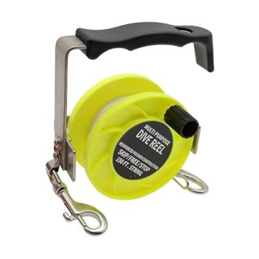 Imagem de YIJU Carretel de mergulho para mergulho autônomo, carretel multifuncional para pesca à deriva, SMB para, equipamento de para pesca em naufrágios, Amarelo 150 Pés