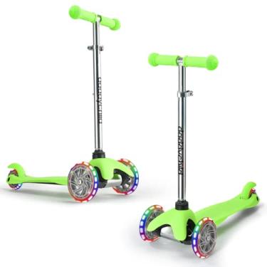 Imagem de Scooter para crianças de 3 a 5 anos com rodas de flash, scooter infantil 4 de altura ajustável, scooter infantil, mini patinete para crianças, scooter de 3 rodas para crianças para meninas e meninos