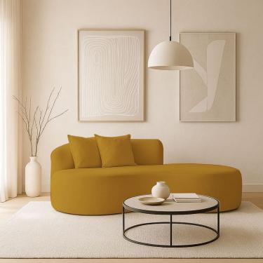 Imagem de Sofá Design Robusto Elegante Curvo Bouclé