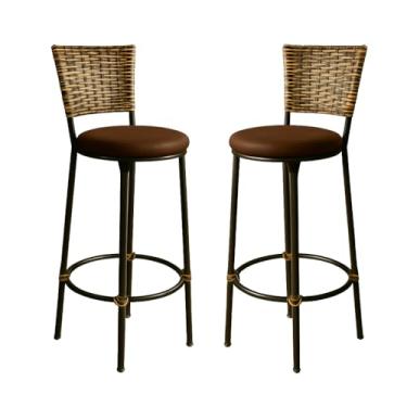 Imagem de KIT 2 Banquetas Alta Desmontaveis Junco Capuccino Cozinha Bancada Balcão Área de Churrasco Moderna (MARROM)