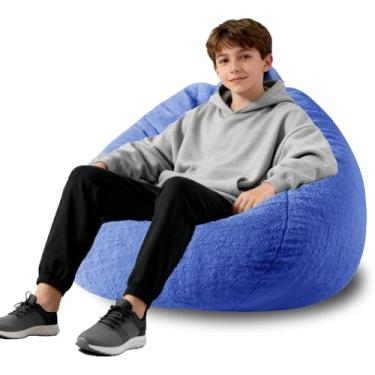 Imagem de ENBAOHUI Poltronas confortáveis com espuma viscoelástica de 1,5 m de pele sintética para crianças ou bebês com enchimento, pufe com alça, tecido de pele sintética lavável super macio, sofá preguiçoso