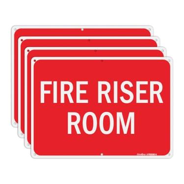 Imagem de GicnKeuz Placas de elevação de fogo, placa de segurança de 35,5 x 25,4 cm, alumínio refletivo, à prova d'água e resistente ao desbotamento, 6 furos pré-perfurados, fácil de instalar, uso interno e