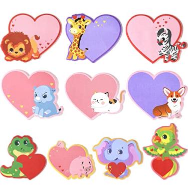 Imagem de Pacote com 30 notas adesivas de coração Dia dos Namorados blocos de notas adesivas coloridos animais notas adesivas fofas notas autoadesivas notas adesivas engraçadas para Dia dos Namorados, materiais escolares, 20 folhas cada