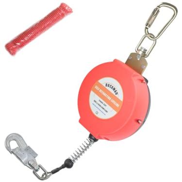 Imagem de Bucamao Linha de vida auto-retrátil, cabo de aço SRL de 33 pés, cordão de segurança auto-retrátil, equipamento de construção de telhado de proteção contra quedas, compatível com ANSI OSHA