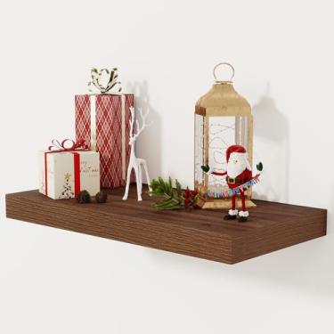 Imagem de Prateleiras flutuantes profundas de 30 cm, prateleira flutuante para livros, 60 x 30,5 cm, prateleiras profundas de madeira rústica para armazenamento e exibição doméstica, prateleiras espessas de 5