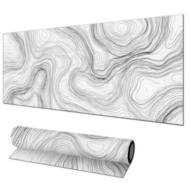 Imagem de HOMETITUTE Tapete de mouse pad para jogos 81,5 x 29 cm grande tapete de mesa diatomita GG mouse pad para casa e escritório acessórios de mesa com arte de contorno de linha abstrata