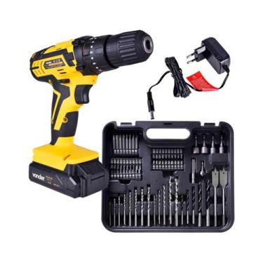 Imagem de Parafusadeira Furadeira Vonder a bateria 12 V Bivolt com 74 Acessórios