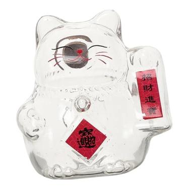 Imagem de Generic Cofrinho de Porquinho Gato da Sorte em Vidro, Organizador em Forma de Estatueta, Cofrinho Transparente para Adultos e Crianças, Vermelho