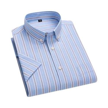 Imagem de Camisa Masculina Slim Fit Xadrez De Algodão Verão Manga Curta Casual R