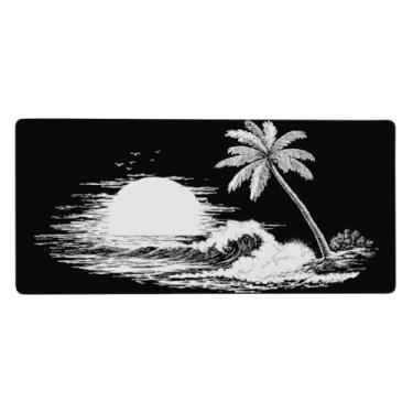 Imagem de Tapete de rato grande, areia preta, pôr do sol, à prova d'água, protetor de mesa estendido para computador, base de borracha antiderrapante para escritório, computador, teclado, laptop e mesa de casa