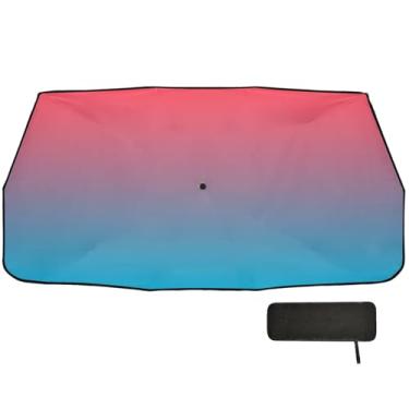 Imagem de Guarda-sol de para-brisa gradiente azul vermelho para caminhões cobertura completa guarda-chuva automático de carro 147.3 cm x 75.4 cm viseira de janela de carro
