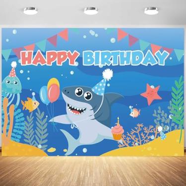 Imagem de 2,1 x 1,5 m fundo submarino feliz aniversário tema subaquático decorações de festa de aniversário oceano azul sob o mar peixe algas marinhas fundo banner foto estúdio adereços